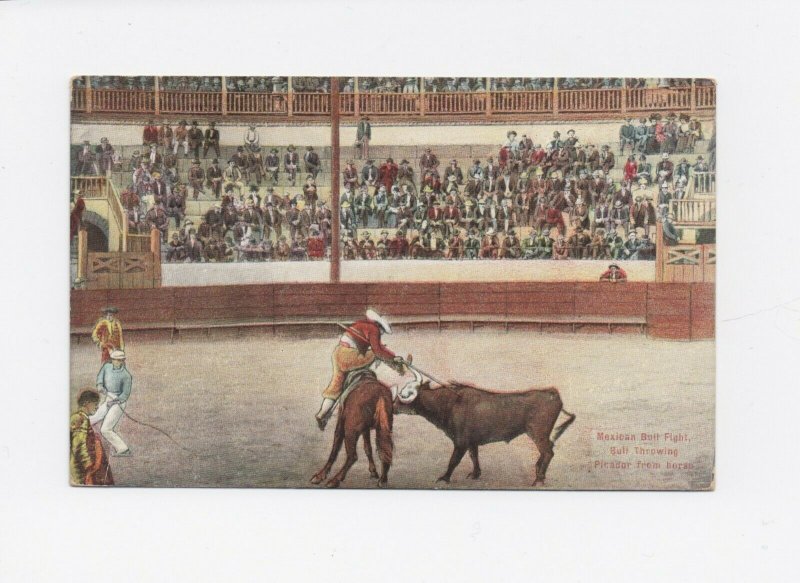 1909 Mexican Bull Fight, Throwing Picador Postcard - Posted - Printed in Germany