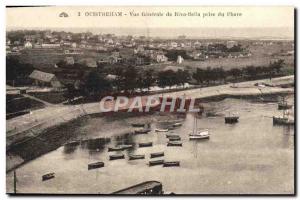 Old Postcard Ouistreham General view taken bella lighthouse shore