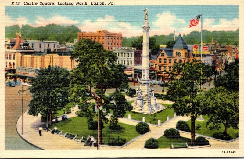 Pennsylvania Easton Centre Square Looking North 1943 Curteich