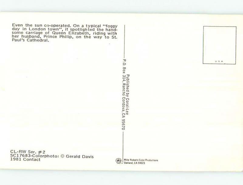 Unused 1981 ROYALTY - QUEEN ELIZABETH IN CARRIAGE London UK p8960-24