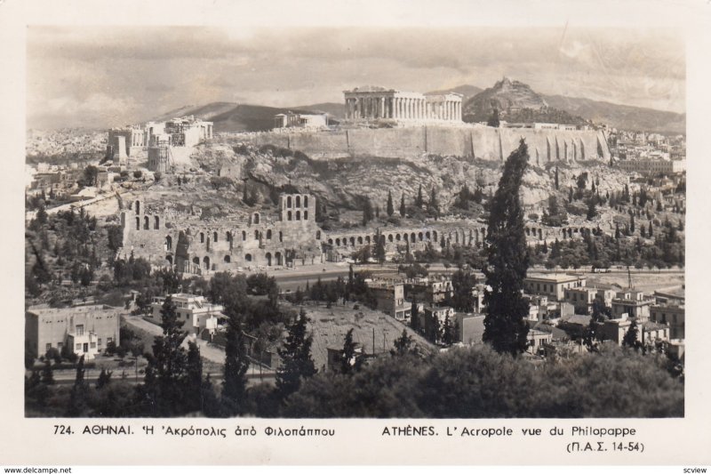 RP: ATHENES , Greece , 30-50s ; L'Acropole vue du Philapappe