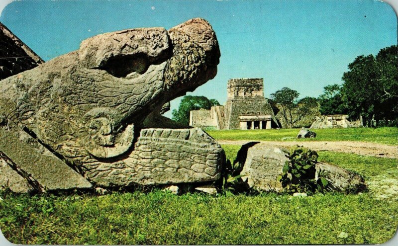 Plumed Serpent Jaguar Cabeza De La Serpiente Emplumada Yucatan Mexico Postcard 