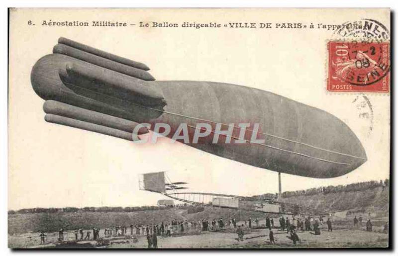 Old Postcard Jet Aviation Zeppelin Airship Balloon City of Paris l & # 39appa...