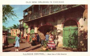 Old New Orleans Exhibit Illinois Central Chicago Railroad Fair, Vintage Postcard