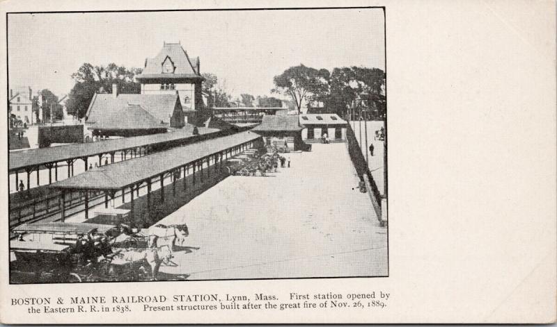 Lynn MA Boston & Maine Railroad Station First Eastern RR Station Postcard F8 