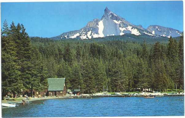 Boat House & Docks, Diamond Lake, Mt. Thielsen, Oregon, OR, Chrome