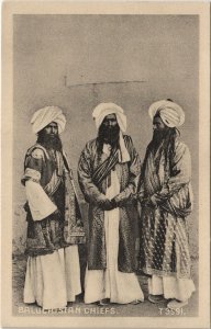 PC PAKISTAN, BALUCHISTAN CHIEFS, Vintage Postcard (b43300)