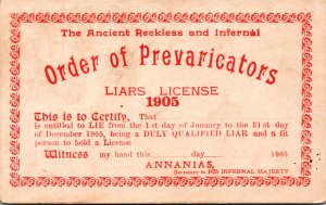 Humour Order Of Prevaricators Liars License