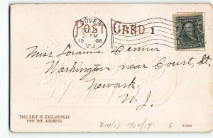 Clapsaddle CHRISTMAS Postcard, 1908 - Sled w/ Large Pudding (?) Ball, Holly