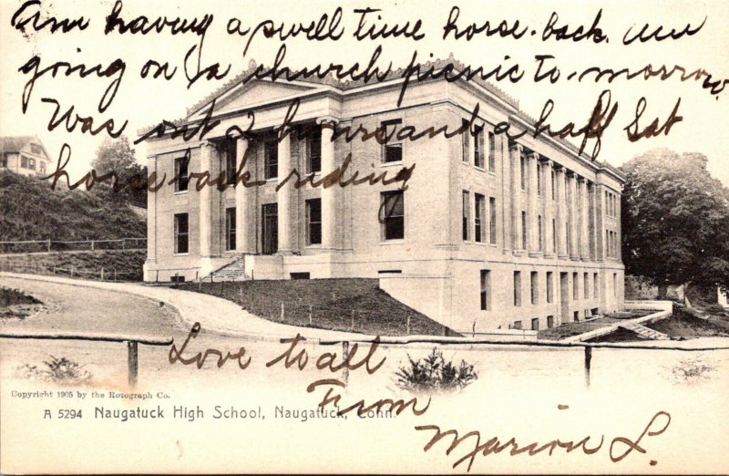 Connecticut Naugatuck High School 1907 Rotograph