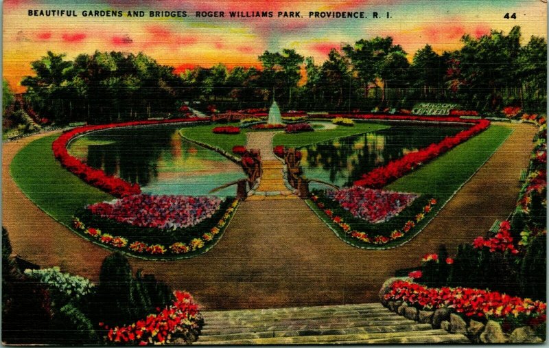 Roger Williams Park Providence RI Rhode Island Linen Postcard A4