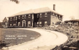 J33/ Edgerton Wisconsin RPPC Postcard c1930s Memorial Hospital  302