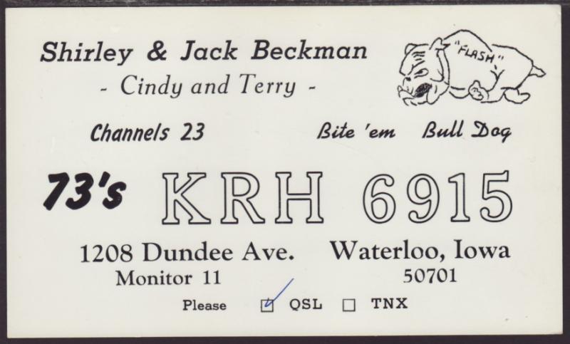 KRH-6915 Beckman Waterloo,IA QSL Card