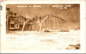 Real Photo Postcard Franklin St. Bridge 1936 Johnstown Flood, Pennsylvania