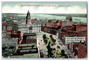 Bird's Eye View Showing County Building Detroit Michigan MI Vintage Postcard