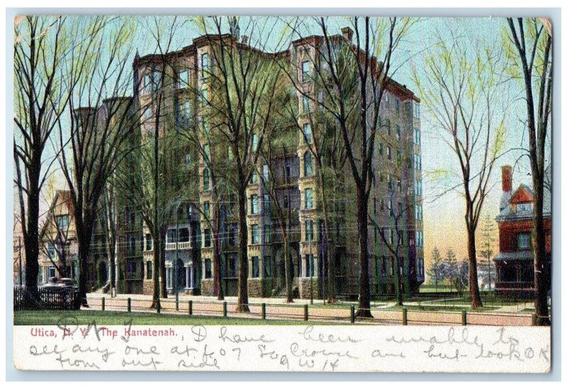 1907 The Kanatenah Building Street View Utica New York NY Antique Postcard 