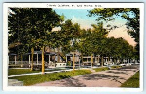 FORT DES MOINES, Iowa IA ~ Street Scene OFFICERS QUARTERS c1920s-30s Postcard