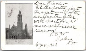 1903 New CC Church Massachusetts MA Posted Parish Building Postcard