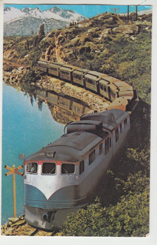 P2930, vintage postcard  RR railroad train along the white pass alaska, unused