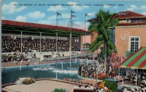1940s Water Sports at Miami Biltmore Swimming Pool Coral Gables Florida Postcard
