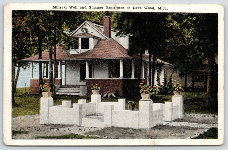 Lake Wood MI~Planters in Concrete Garden~Mineral Well & Summer Residence~1916 