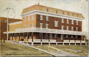 The Matabanick Hotel Haileybury Ontario N. Bay RPO Cancel Postcard E92 *as is