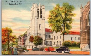 Zanesville Ohio 1950s Postcard Grace Methodist Church