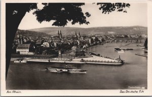 Germany Am Rhein Das Deutsche Eck Koblenz Vintage RPPC 03.81