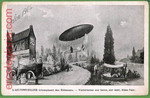 ah2725 - FRANCE - VINTAGE Advertising POSTCARD - AUTOMOBILINE Cars Zeppelin-