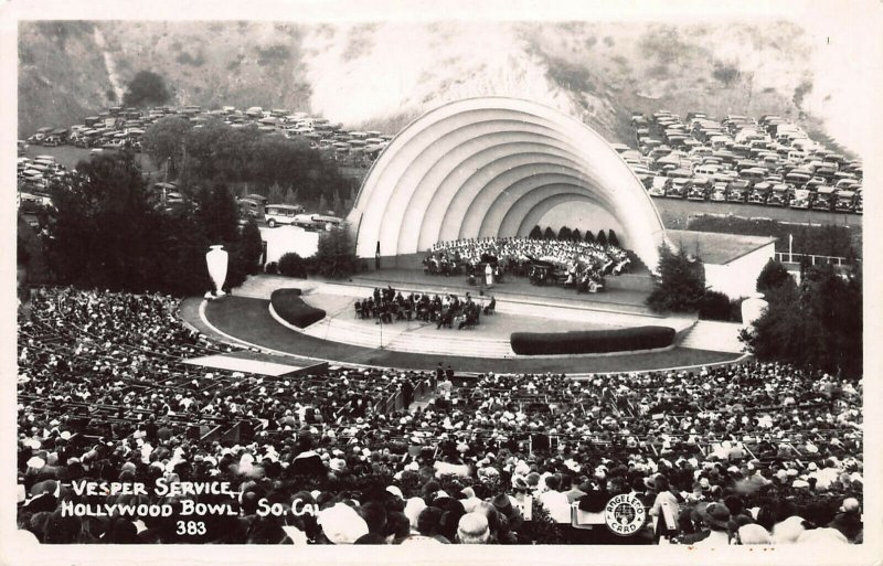 Hollywood Bowl, Los Angeles, CA, Early Real Photo Postcard, Unused