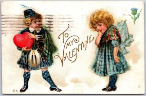 1911 To My Valentine Cute Little Couple Sweet Romance Posted Postcard