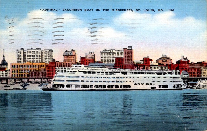 St. Louis, Missouri - The Admiral Excursion Boat on the Mississippi - 1943