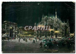 Modern Postcard Milano Plaza del Duomo Cathedral Square Notturn Dome Square D...