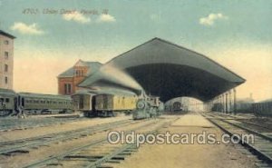 Union Depot, Peoria, IL USA Train Railroad Station Depot 1945 postal used 1945