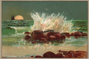 1880s-90s Waves Splashing Rocks Lydia Pinkhams Vegetable Compound Trade Card