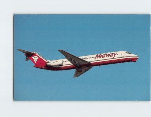 Postcard Midway McDonnell Douglas DC-9-31 Midway Airlines