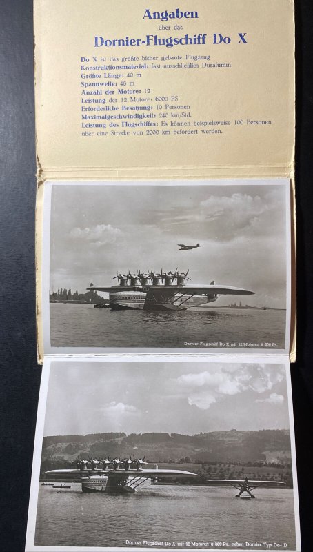 10 Original Dornier DOX Seaplane Flying Boat Photos RPPC Postcards