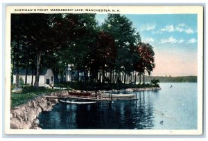 1907 Sherman's Point Massabesic Lake Manchester New Hampshire NH Boats Postcard