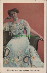 Romance Postcard - Marriage Proposal?, Seated Glamorous Lady RS36138