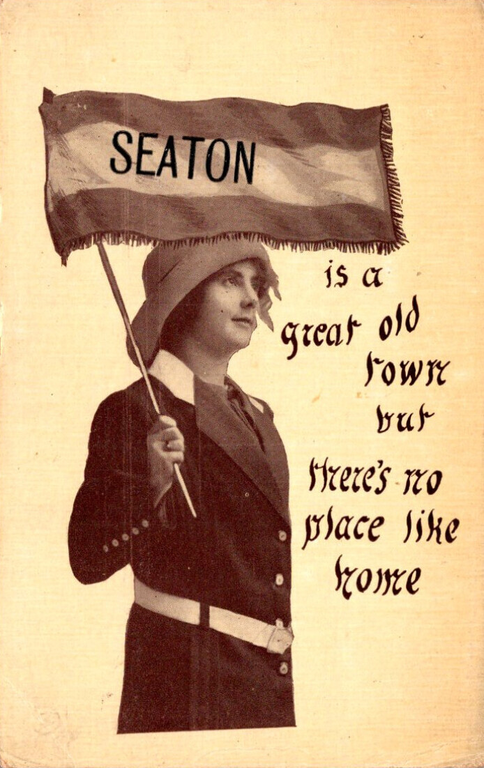 Illinois Seaton Girl Holding Flag 1912 United States Illinois Other, Postcard / HipPostcard