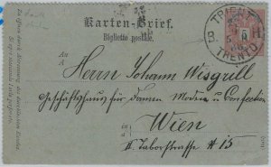 65928 - AUSTRIA - POSTAL STATIONERY LETTER CARD - from TRENTO Trento 1888-