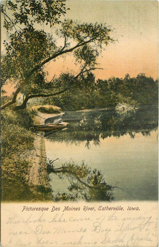 Des Moines Iowa Picturesque River Estherville 1907 Postcard 20-12309