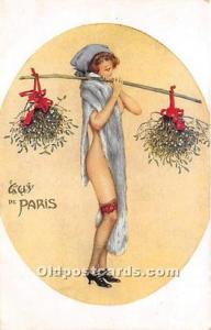 Le Gui de paris # 22 Marque L-E Artist Raphael Kirchner Unused very light yel...