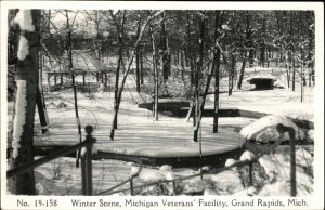 GRAND RAPIDS MI Veterans Facility Winter Scene REAL PHOTO RPPC Postcard