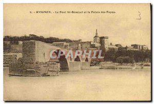 Old Postcard Avignon Pont St Benezet and the Palais des Papes