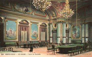 Vintage Postcard 1910's Le Casino Salle De Roulette Monte Carlo France FR