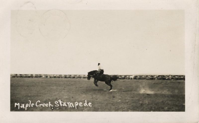 Maple Creek Saskatchewan SK Stampede Rodeo Cowboy c1930 Real Photo Postcard D8