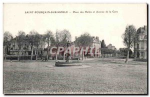 Old Postcard Saint Pourcain on Sioule Place des Halles and Avenue Station