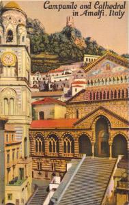 AMALFI ITALY CAMPANILE AND CATHEDRAL~THE FOUR ACES YANKEE CRUISE POSTCARD 1930s