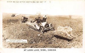 J37/ Exaggeration RPPC Postcard c1940s Loon Lake Saskatchewan Canada 151